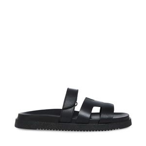 Steve Madden Mayven black leather slides